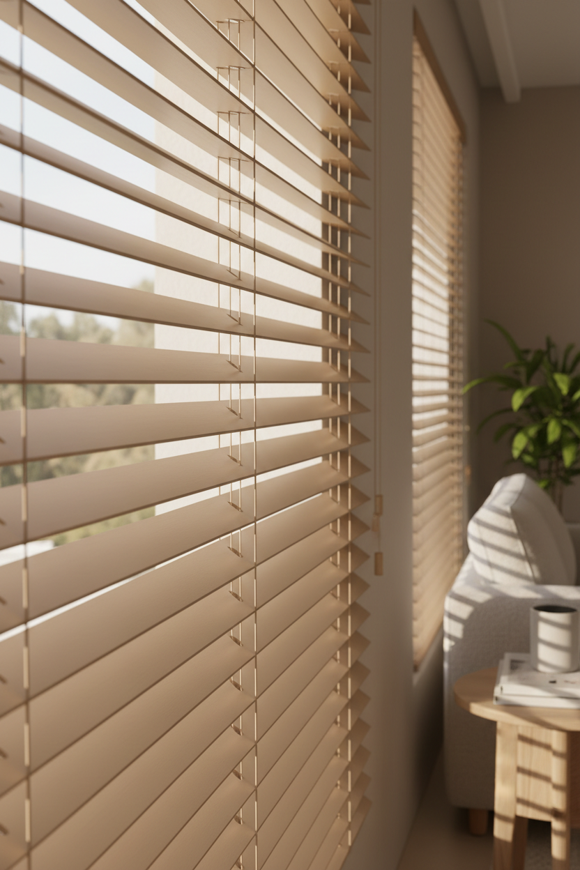 Jalousie mit 50mm Lamellen in Beige