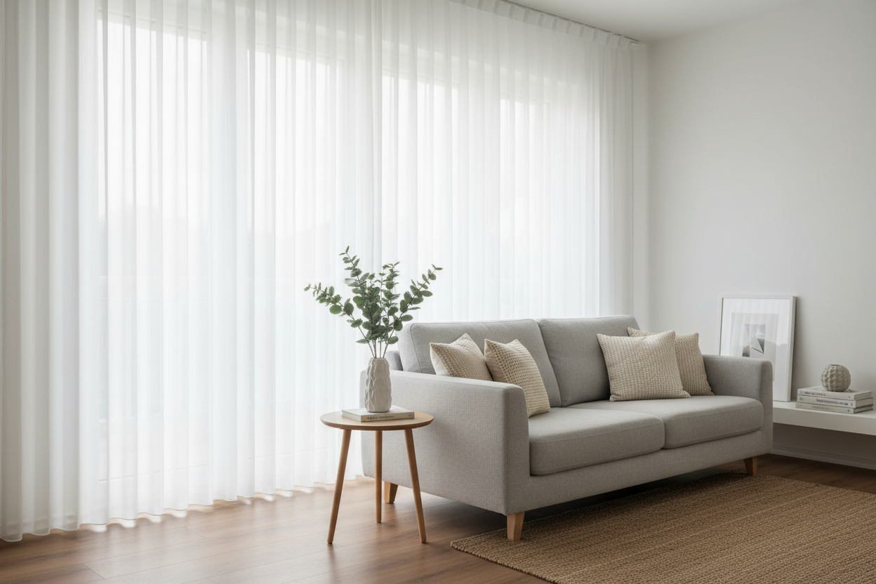 Wellengardinen im eingerichteten Raum